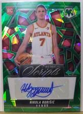 2024-25 Mosaic Rookie Scripts Nikola Durisic Green Prizm Cracked Ice Hawks
