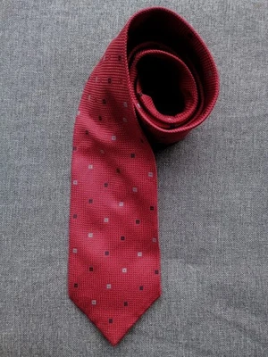 Seidenkrawatte von C&A, rot mit blauen und schwarzen Kästchen - Bild 1 von 4