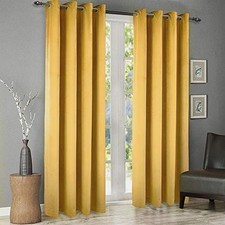 Velvet Curtains 52 x 96 Inch Blackout Grommet 52"W x 96"L Pack of 2 Yellow