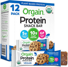 Organic Vegan Protein Bars, Chocolate Chip Cookie Dough 10G Plant Based
