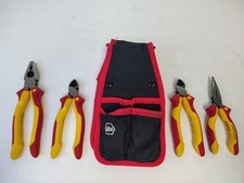 Wiha Insulated Pliers Set w/ Belt Pouch - Lineman, Long Nose & Diagonal Cutters 