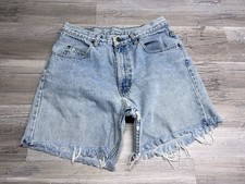Vintage 90s Gap Light Wash Blue Distressed Cut Off Shorts Sz 33 Easy Relaxed Fit