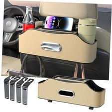 Back Seat Cup Holder for Car   Multifunctional Rear Seat Organizer with Beige