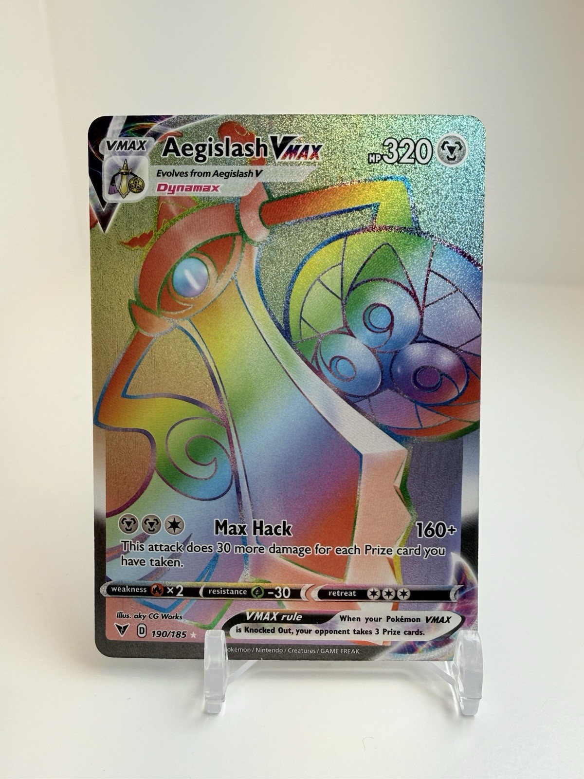 Aegislash VMAX 190/185 Vivid Voltage Holo 2020 Pokemon Card Rainbow NM