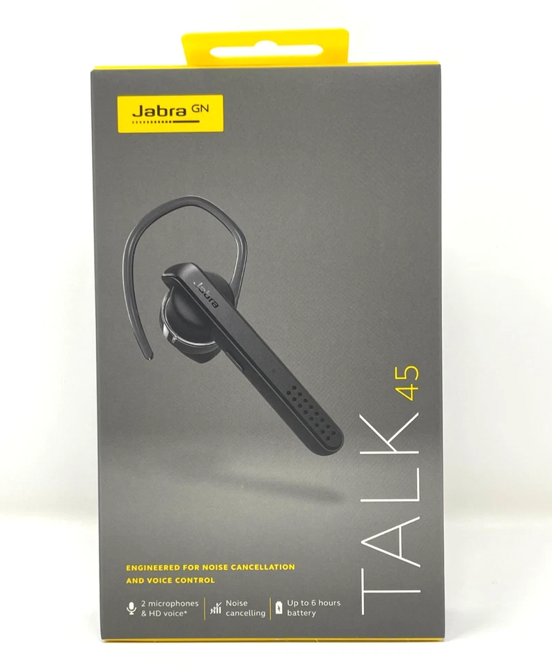 Jabra Talk 45 Black Bluetooth Headset HD Voice Noise Cancellation Hands-Free - Image 3 of 4