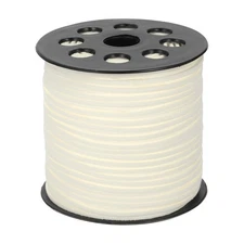 98 Yd x 2.6mm Flat Leather String Cord Faux Suede Cord Leather Strip Creamy