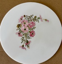 Antique Oil painting on white tile Flowers Floral Victorian