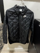 Nike Therma-Fit Quilted Jacket Black Embroidered Youth Size L Button Closure