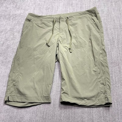 Columbia Anytime Outdoor Long Shorts Women 12 Green 2 Way Comfort Stretch UPF 50