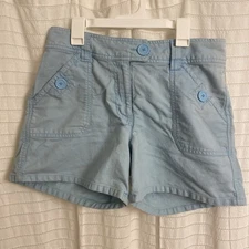 lady hathaway 6 Women’s Shorts Y2K Buttons Pockets Summer Beach Blue