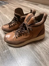 Earth Sz 9 Brown Real Leather hiking Work Boots Shoes Men waterproof