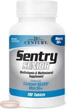 21st Century Sentry Senior Men 50Plus Tablets, White Unscented 100 Count
