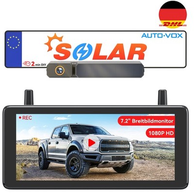 AUTO-VOX 7,2'' 1080P DVR Monitor mit Solar Kabellos Rückfahrkamera für PKW SUV