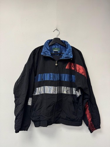 Fred Perry, Vintage Fred Perry Jacket Medium Black Striped Colorblock Windbreaker 90s Oi