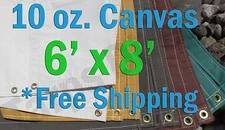6 Ft. x 8 Ft. 10 Oz. Cotton Canvas Breathable Water Resistant Tarps