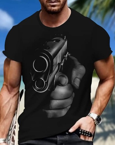 Men's Printed T-shirt, Energetic Short Sleeved Round Neck T-shirt, Summer Outdoo - Picture 6 of 6