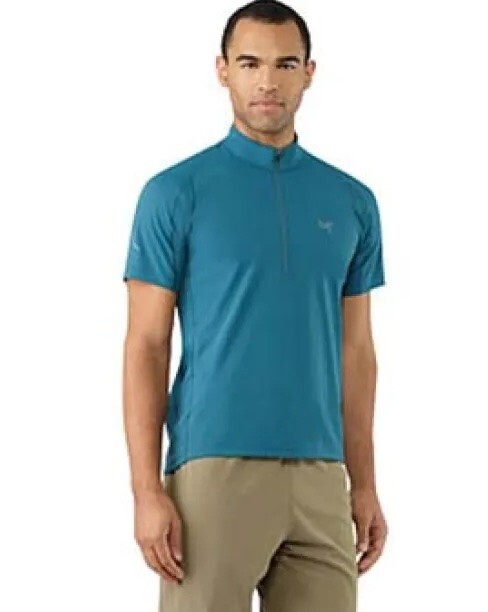 ARC'TERYX T shirt uomo Arc’teryx L48658 acceleratore teal collo zip manica corta taglia M
