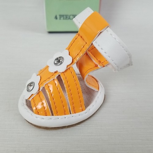 Pet Life Paw Wear Haustier-Sandalen orange mit Strasssteinen kleiner Hund Größe Large neu ohne Karton - Bild 2 von 13