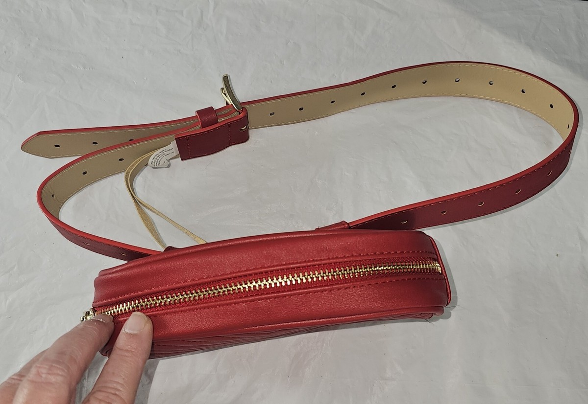 Steve Madden Red Chevron Faux Leather Fanny Bag Belt Bag Fanny