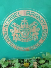 Vintage Korbel Brandy Green Golf Umbrella  Wooden Handle And Shaft Korbel Logo