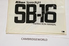 NIKON SB-16 SPEEDLIGHT INSTRUCTION MANUAL GUIDE BOOK ORIGINAL GENUINE
