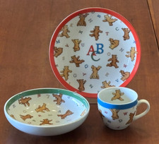 TIFFANY  CO. ALPHABET BEARS CHILD'S 3 PC DINNER WARE SET - PLATE, BOWL,  CUP