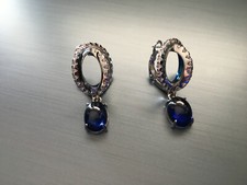Pierre Lang Ohrringe silber / CZ / blau *** Neuwertig *** NP 198