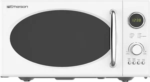 Compact rétro 800W Four à micro-ondes avec grille, 8 Menus automatiques, Serrure enfant, Blanc