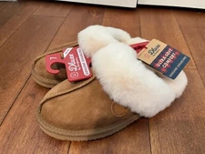 Fireside DLUXE By Dearfoams Chestnut Shearling Clog Slipper Women's Size 7