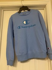 youth champion long sleeve sweatshirt logo blue L