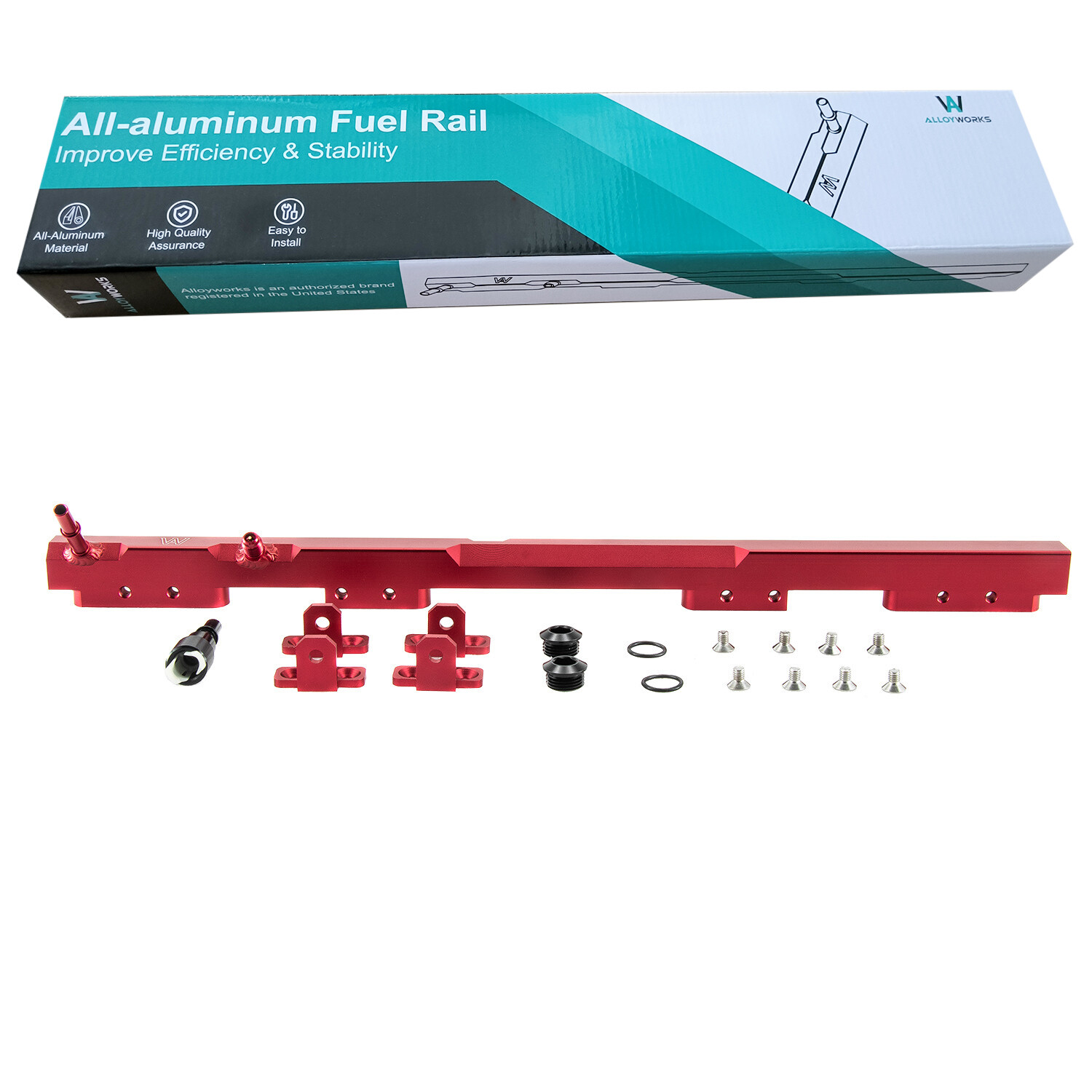 High-Performance Billet Aluminum Fuel Rail for 1997-2001 Jeep Wrangler TJ Cherokee XJ 4.0L in Red
