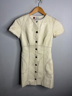 Y2K Grunge Fairy Misha Nonoo Women's Faux Leather Dress Size 00 White 2579  | eBay