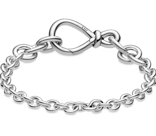 S925 Sterling Silver Chunky Infinity Knot Symbol Chain Bracelet - Picture 4 of 7