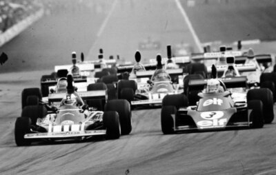 Clay Regazzoni Ferrari 312B3 alongside Jody Scheckter Tyrrell 007 - Old Photo