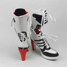 DC Suicide Squad Harley Quinn Cosplay Shoes Womens High Heel Boots Costume Props