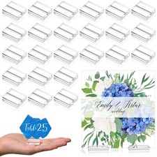 Acrylic Place Card Holders 1.2 Inch Name Card Holder Stands Clear Table Numbe...