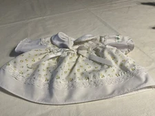VTG. COLECO/CABBAGE PATCH YELLOW, GOLD FLOWERS, LACE TRIM DRESS, NO BLOOMERS, SS