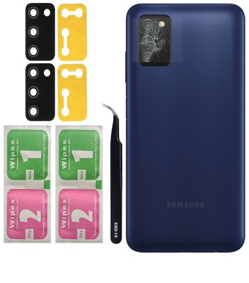 Für Samsung Galaxy A03s Kameraglas Linse Rückseite Backglas & Werkzeug - 2er Pack