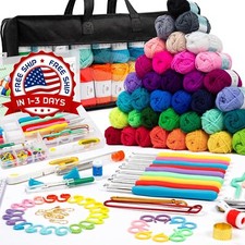 Kit de Crochet Agujas para tejer Set Ganchos accessorios 1600 yardas 113 pcs NEW