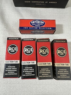 LOT OF 5 VTG RCA & RAYTHEON 1S4 MINIATURE ELECTRON TUBES RADIOTRON VACUUM TUBES