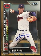 JOSE BERRIOS SIGNED 2016 BOWMAN TOP 100 5X7 /10 BECKETT AUTHENTICATED TWINS AUTO