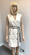 New Fab Morgan De Toi Cream Sleeveless Millen Trench Coat Dress Uk 14 B38"
