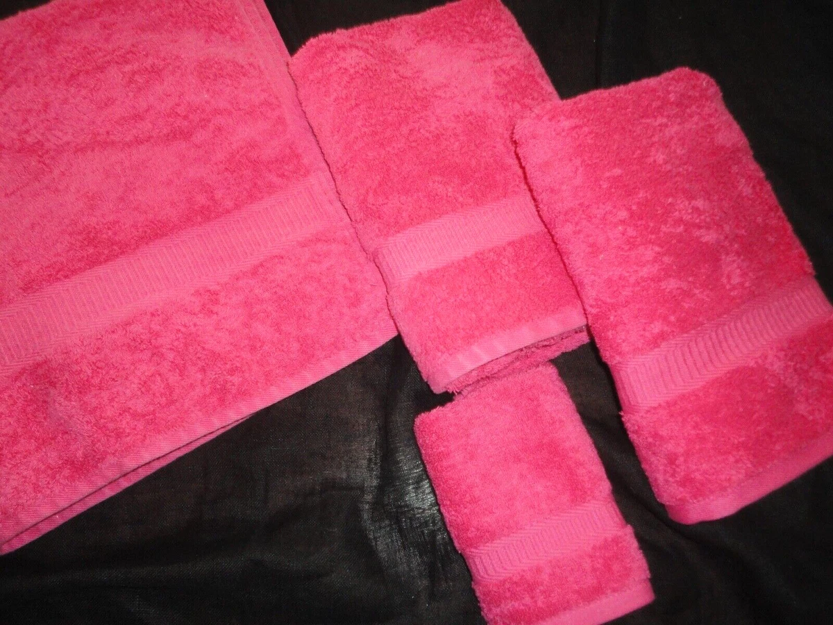 THE COMPANY STORE HOT PINK SOLID 4PC HAND BATH TOWEL