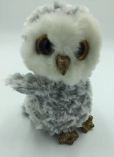 Ty Beanie Boos Owlette White Gray Owl Big Glitter eyes gold Plush Stuffed 21