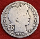1906-D Barber Half Dollar 90% Silver Coin Circulated BH528 B1