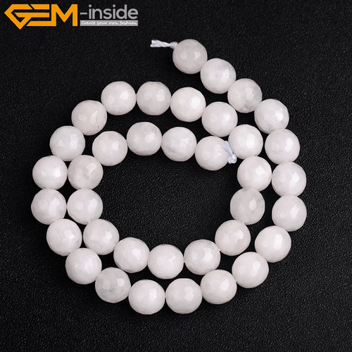 White Jade Gemstone Faceted Round Beads For Jewelry Making 15" 4mm 6mm 8mm 10mm - Picture 7 of 27