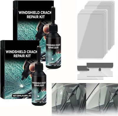 2PCS Upgrade Windshield Crack Repair Kit，2025 New Glass Cracks Gone Repair Kit