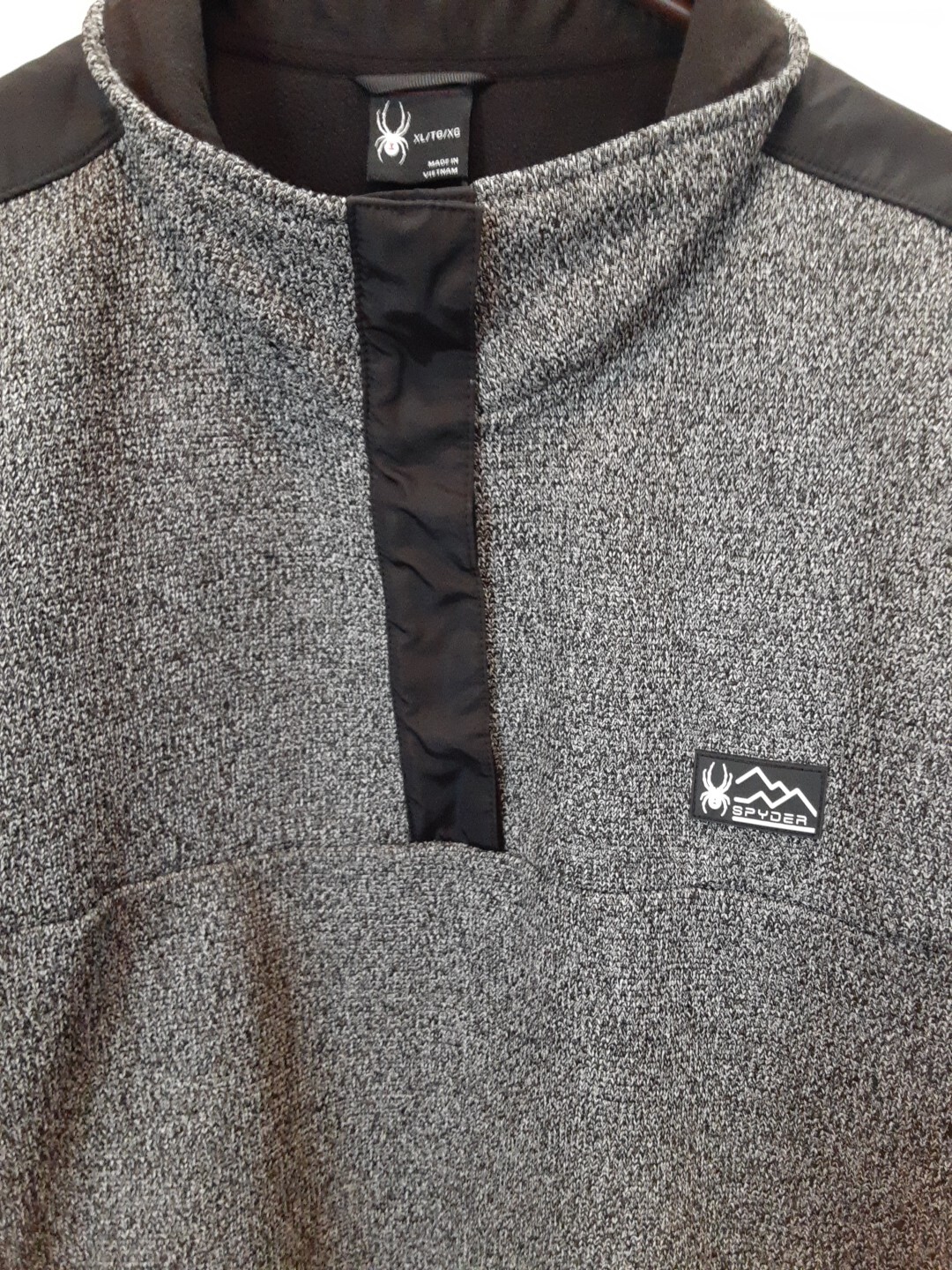 Spyder Soft Shell Knit Jacket Snap Pullover Black… - image 4