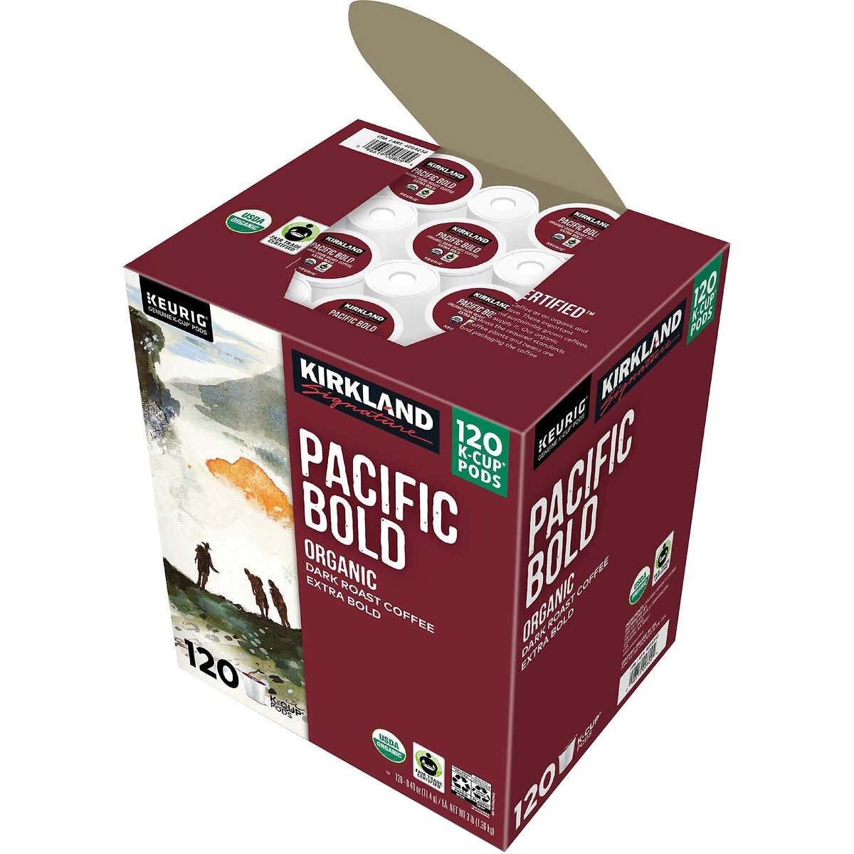 Kirkland Signature Organic Pacific Bold Dark Roast Coffee K-Cup 120 Pods