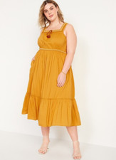Old Navy Sleeveless Waist Defined Embroidered Clip Dot Maxi Dress Plus Size 3X